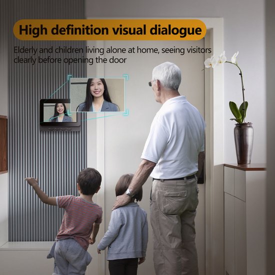 Fuegobird M15S - Kits de sonnettes sans fil avec carte Micro-SD de 32 Go - Sonnette vidéo intelligente - avec écran de 4,3 pouces - Étanche IP65 - Caméra HD avec grand angle de 170° et vision nocturne - Noir