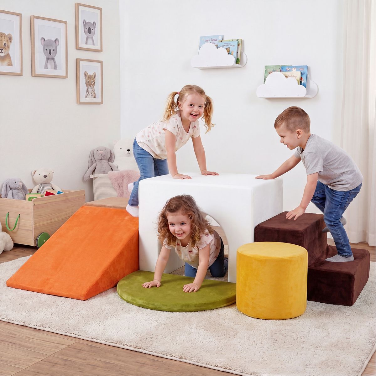 Ensemble de blocs d'escalade souples Coast - 6 pièces - Velours - Pour l'intérieur - Rose/Rouge/Blanc