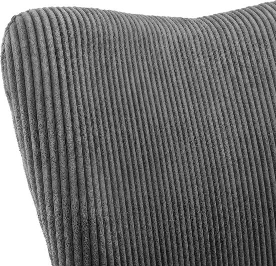 tectake® Fauteuil à oreilles de style scandinave - Velours côtelé Hygge - Chaise de salon, chambre à coucher - Chaise longue - Pieds en métal noir - Capacité jusqu'à 150 kg - Gris