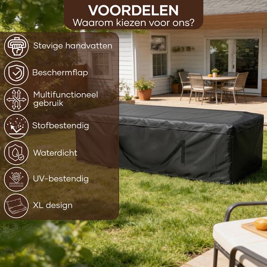 Housse pour coussins de jardin Villux - Housse pour coussins de jardin - Imperméable - 420D - Housse de rangement pour coussins de jardin - Sac pour coussins de jardin - Housse de protection pour mobilier de jardin - Housse pour coussins de jardin - Houss