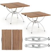 Ensemble de table de camping pliable Coast - Extensible - Aluminium léger - Plateau imitation bois - Couleurs café et argent