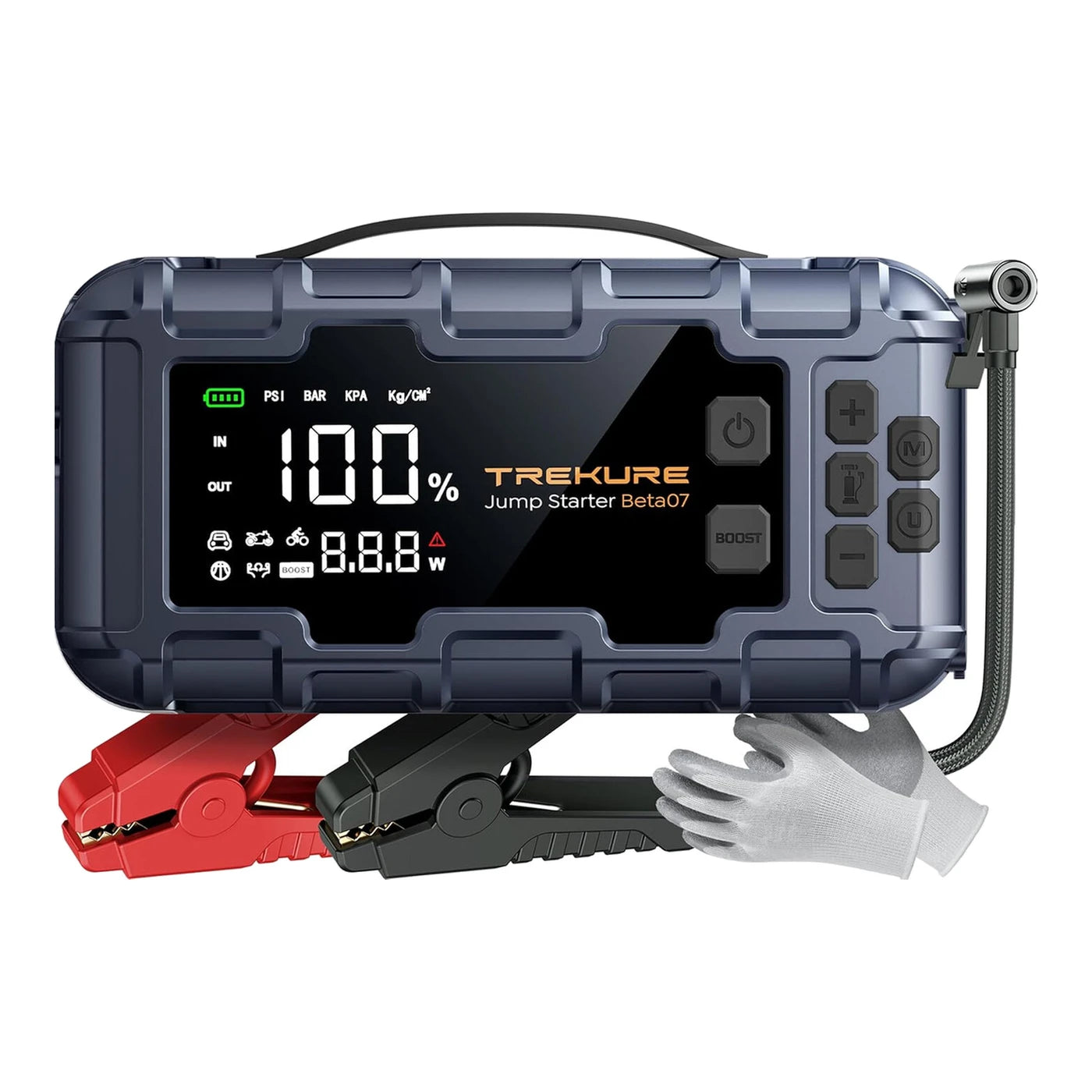 TREKURE Beta07 Démarreur 6000 A - 12 V - avec compresseur d'air 160 PSI, 45 W PD