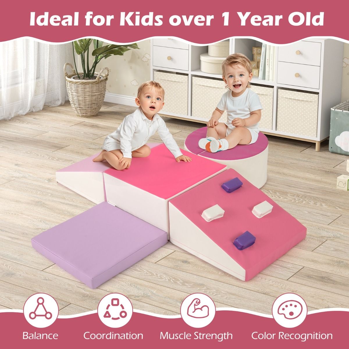 Ensemble de blocs d'escalade en mousse Coast - 6 pièces - Jouets souples à ramper - Multicolore