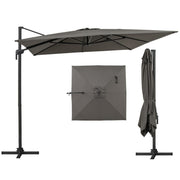 Parasol carré Coast - pivotant à 360° - inclinaison réglable - gris 300 x 300 cm