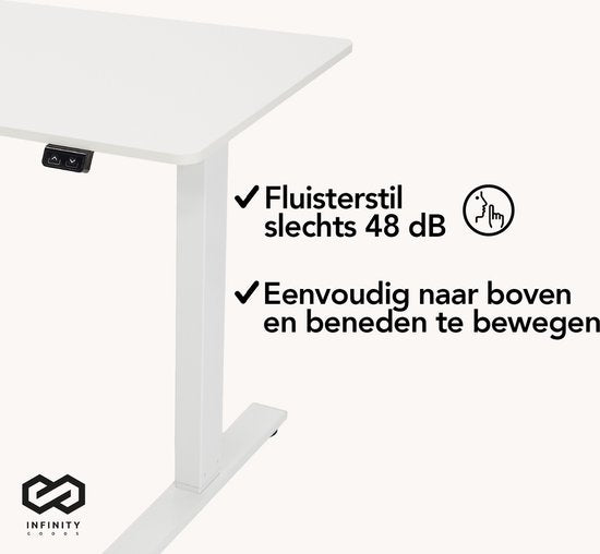 Infinity Goods Zit Sta Bureau - Elektrisch Verstelbaar In Hoogte - 140 x 60 CM - Wit