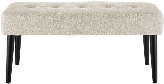 Banc rembourré tectake® - 95 x 38 x 45 cm - Motif de surpiqûres - Capacité de charge : 220 kg - Banc d'assise - Banc d'entrée - Banc pour salon, chambre à coucher, couloir - Bouclé crème