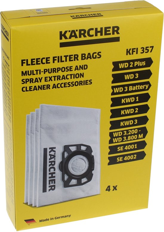 Sac pour aspirateur - Aspirateur Kärcher - Sacs de rechange - 4 pièces