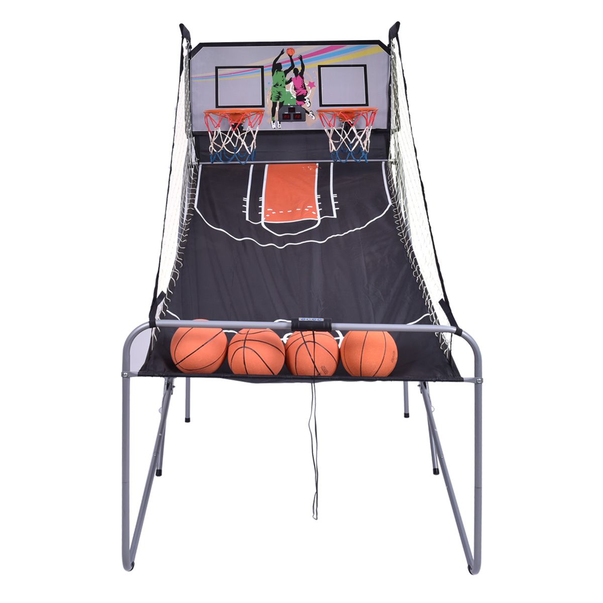Coast Electronic Basketball Shooting Game - 203x110x206 - cm - Noir - Double cerceau avec score automatique et 4 ballons