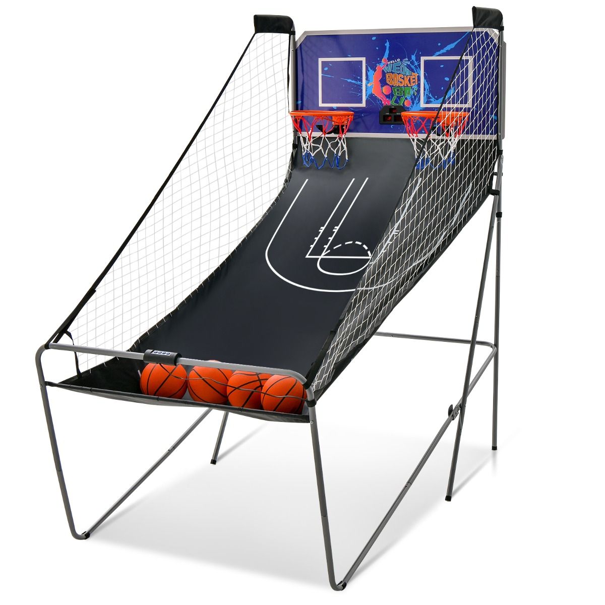 Jeu de basket-ball électronique Coast pour l'intérieur - Tir double - Compteur de points automatique - Bleu foncé + noir