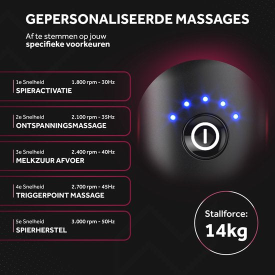 Northwall Massage Gun Mini - Pistolet de massage avec étui et 4 embouts - Appareil de massage puissant et sans fil pour le sport et la détente