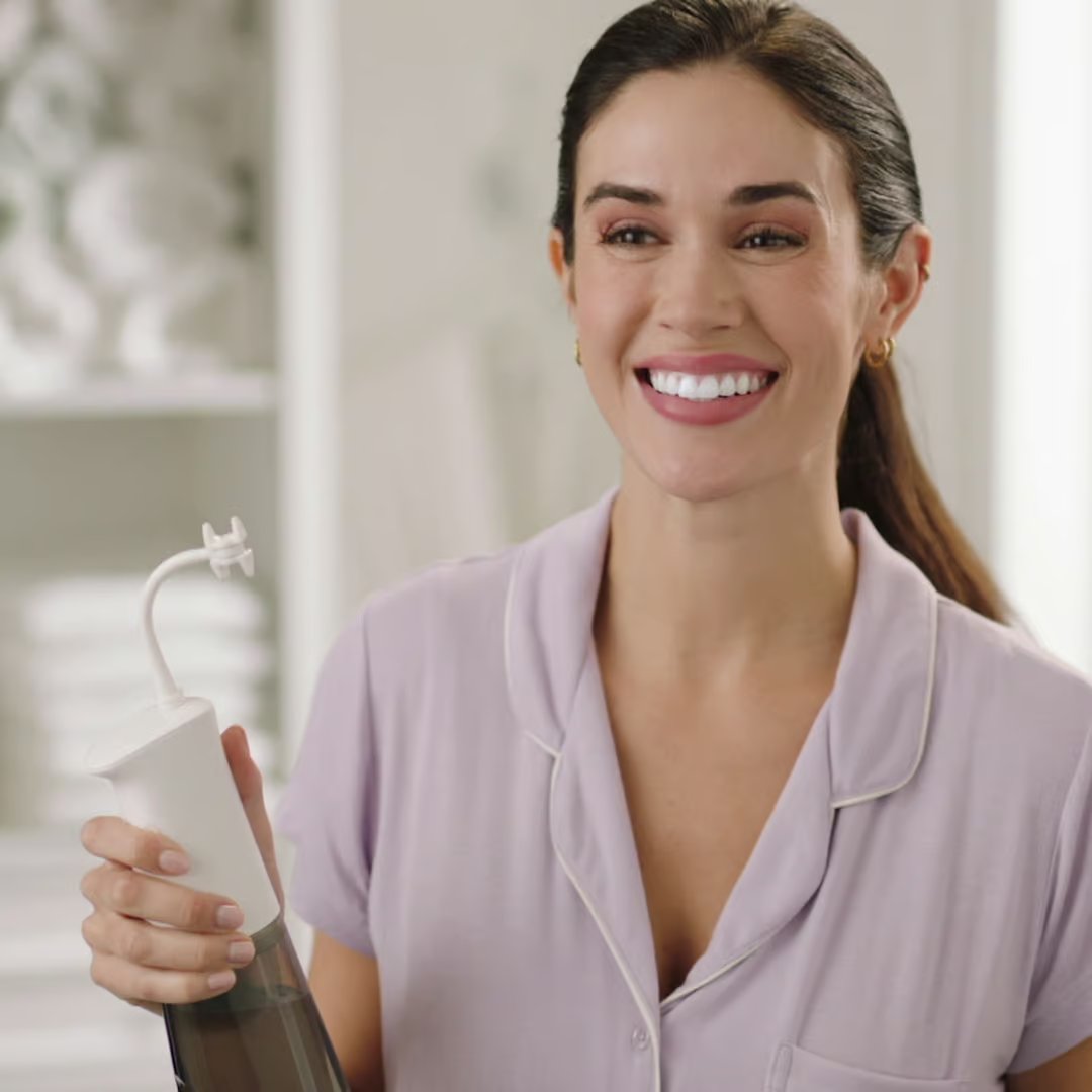 Douche buccale électrique CorpCare MiracleSmile - Embout en forme de H - Modèle sans fil - Réservoir d'eau pratique