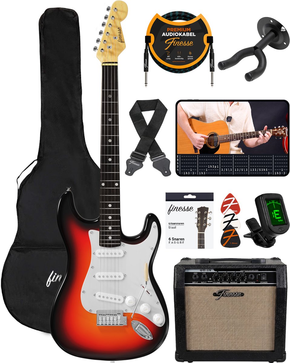 Guitare électrique Finesse avec housse – Sunburst – Format standard 4/4