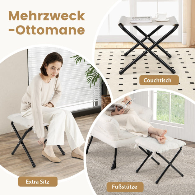 Fauteuil Coast - PP-Coton - Max 150KG - Repose-pieds inclus - 80 x 74 x 97 cm - Blanc