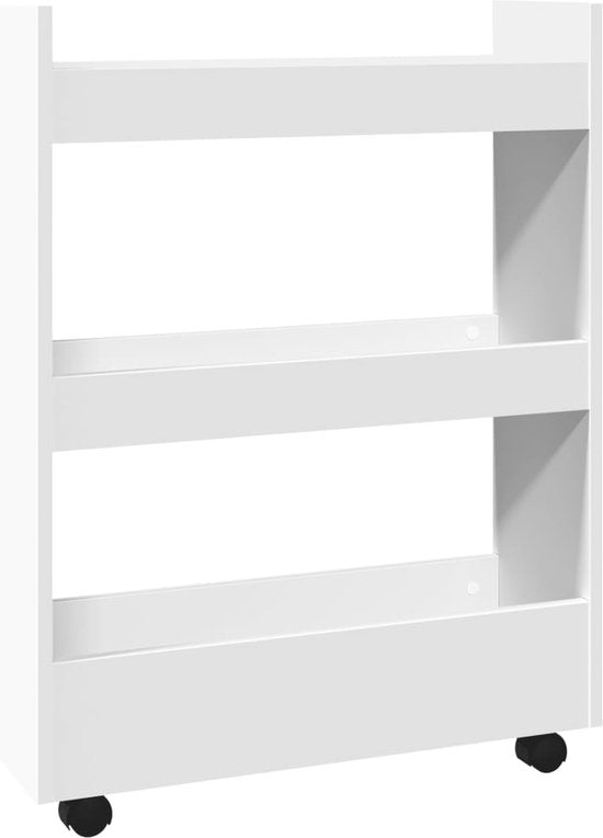 vidaXL - Étroit - Chariot de rangement - 3 tiroirs - Blanc - Bois traité