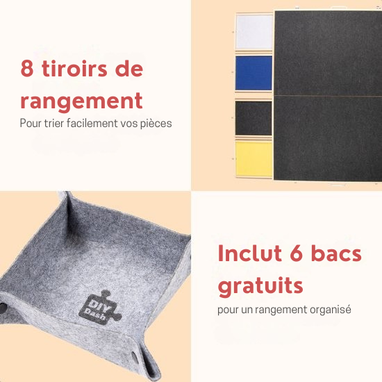 Table de puzzle XL – DIYDash – 2000 pièces – système de rangement – pliable