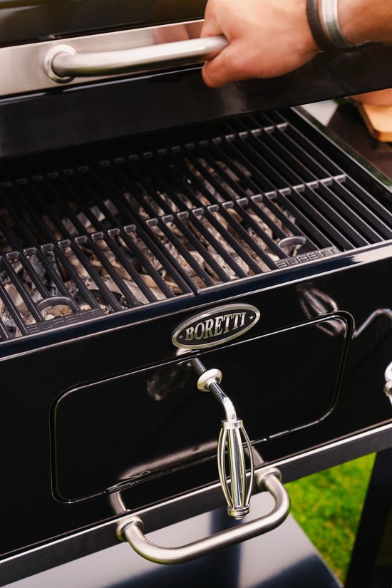 Barbecue au charbon de bois Boretti Carbone 2.0 - Grille à charbon réglable - Grilles en fonte - Noir