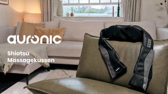 Coussin de massage shiatsu Auronic - Appareil de massage électrique pour la nuque - Appareils de massage - Appareil de massage pour la nuque et les épaules - Infrarouge - Noir/Bleu