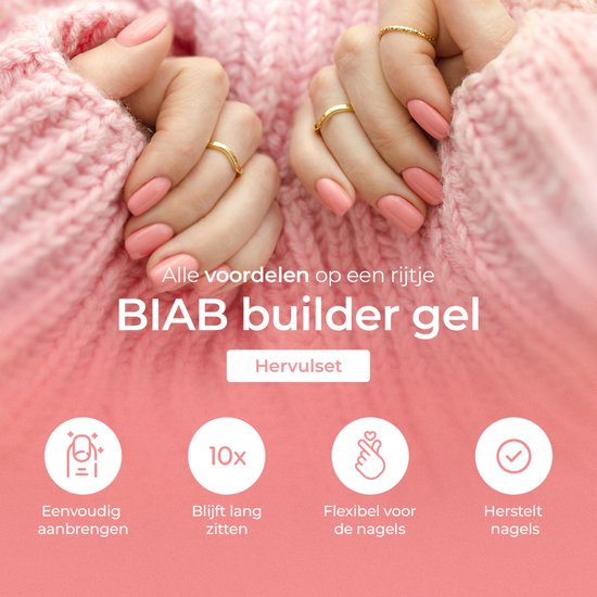 Moods Gellac BIAB - Builder in a Bottle - BIAB Nail Builder Gel - Milky Pink - HEMA & TPO Free