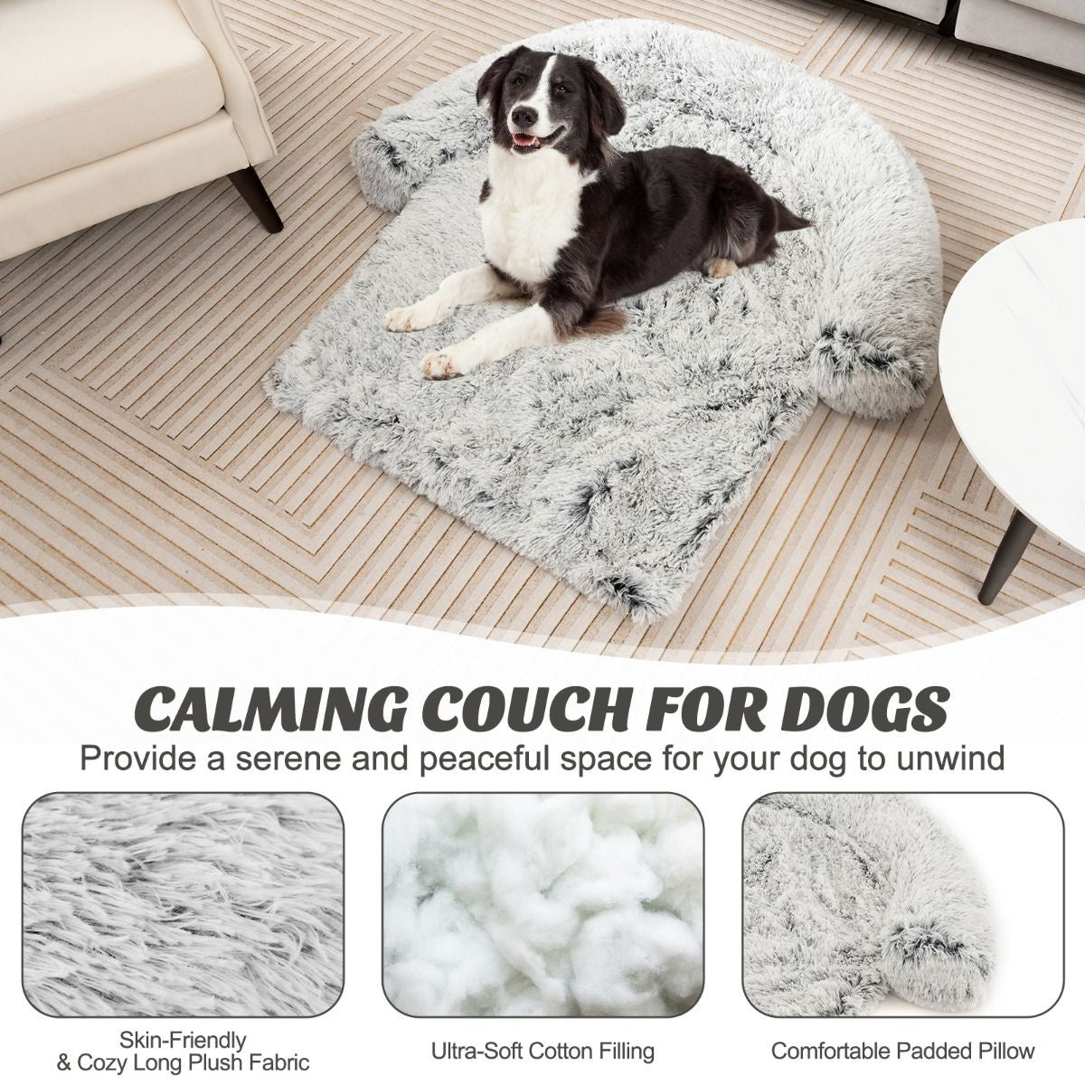 Couverture pour chien Coast - Peluche - Lavable - 112 x 108 x 18 cm - Gris