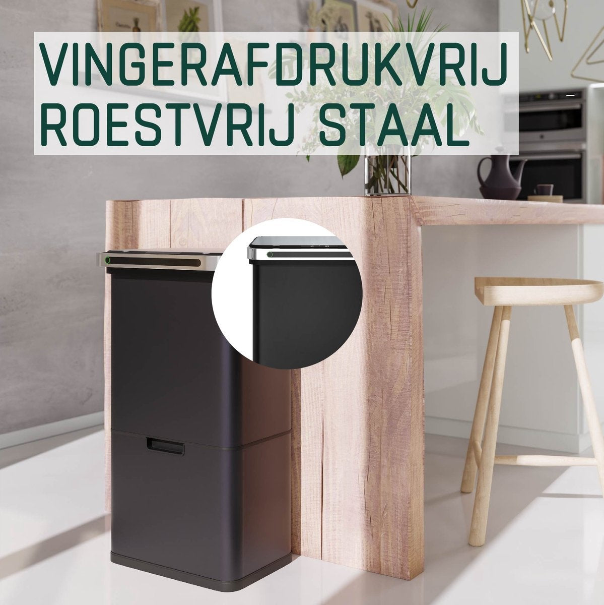 StangVollby Poubelle automatique avec capteur - fermeture automatique douce - Poubelle tri sélectif -4 compartiments - 4 compartiments -Acier inoxydable - 60 L