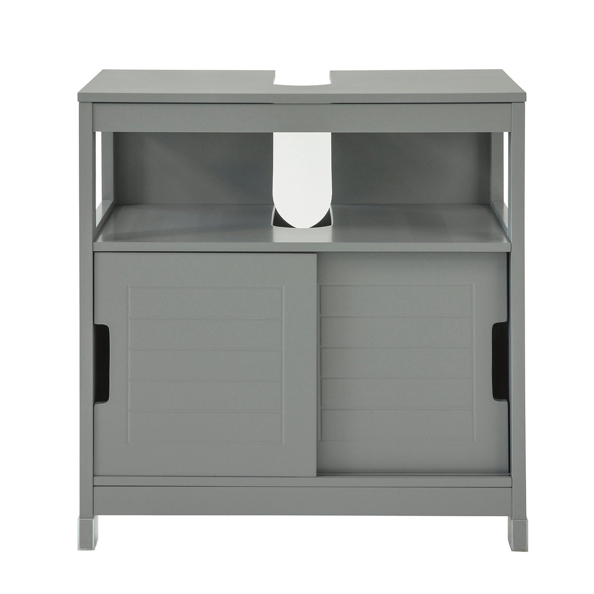 SoBuy FRG128-SG Meuble lavabo - 2 portes coulissantes 1 étagère - Gris - 60x61x30 cm