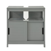 SoBuy FRG128-SG Meuble lavabo - 2 portes coulissantes 1 étagère - Gris - 60x61x30 cm