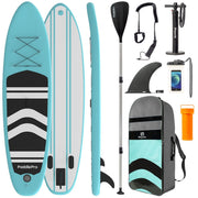 LifeGoods SUP Board - Inflatable Paddle Board - Set complet - Max. 135KG - 320x81cm - Vert menthe/Noir