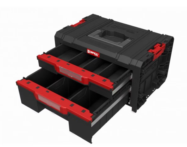 Chariot à outils Qbrick System Pro - 2 plateaux à tiroirs - 61 x 44 x 33 cm - Noir
