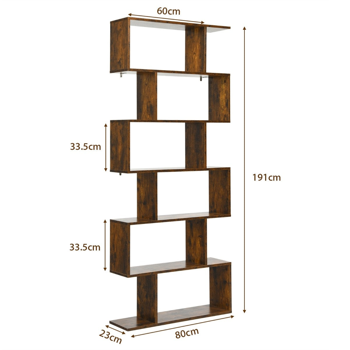 Coast Standregal 6 Level S-Shape BOOKROOM storage shelf wood colour choice-brown
