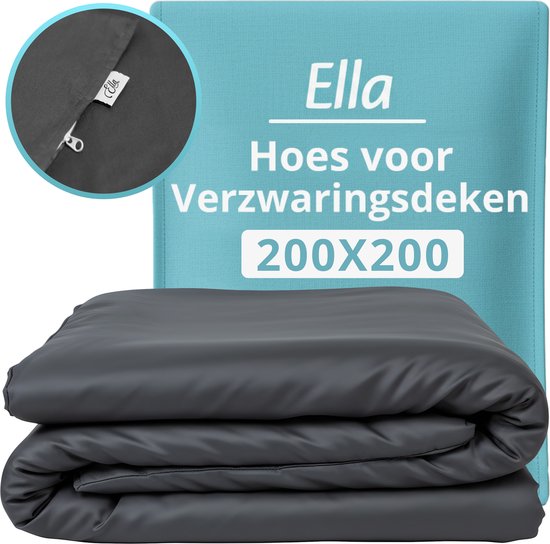 Housse pour la couverture d'aggravation d'Ella 200 x 200 CM - 11 KG & 13 KG - Housse en 100% coton biologique - Anthracite