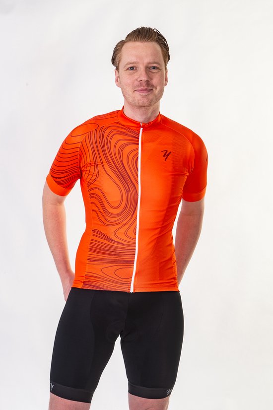 Maillot de cyclisme à manches courtes Marbre Orange - XL