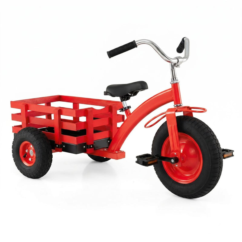 Tricycle pour enfants Coast avec guidon et selle réglables - avec remorque - rouge