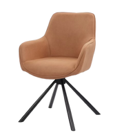 Dutchbone - Chaise de salle à manger pivotante - Lot de 2 pièces et design vintage - équipée d'accoudoirs confortables et d'un cadre en métal - pour la salle à manger et le bureau - cuir PU cognac