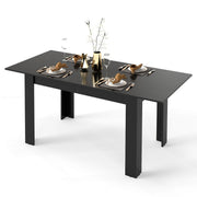 Table à manger extensible Coast - Plateau réglable - Pieds en L - Noir - 158 x 70 x 76 cm