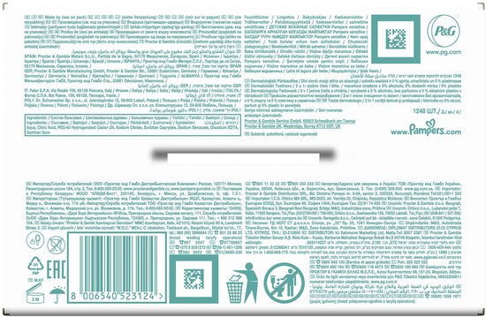 Lingettes Pampers Sensitive - 2 en 1 : Nettoyage en douceur et protection - 0 % de plastique dans les lingettes - 24 paquets de 52 lingettes = 1 248 lingettes pour bébé