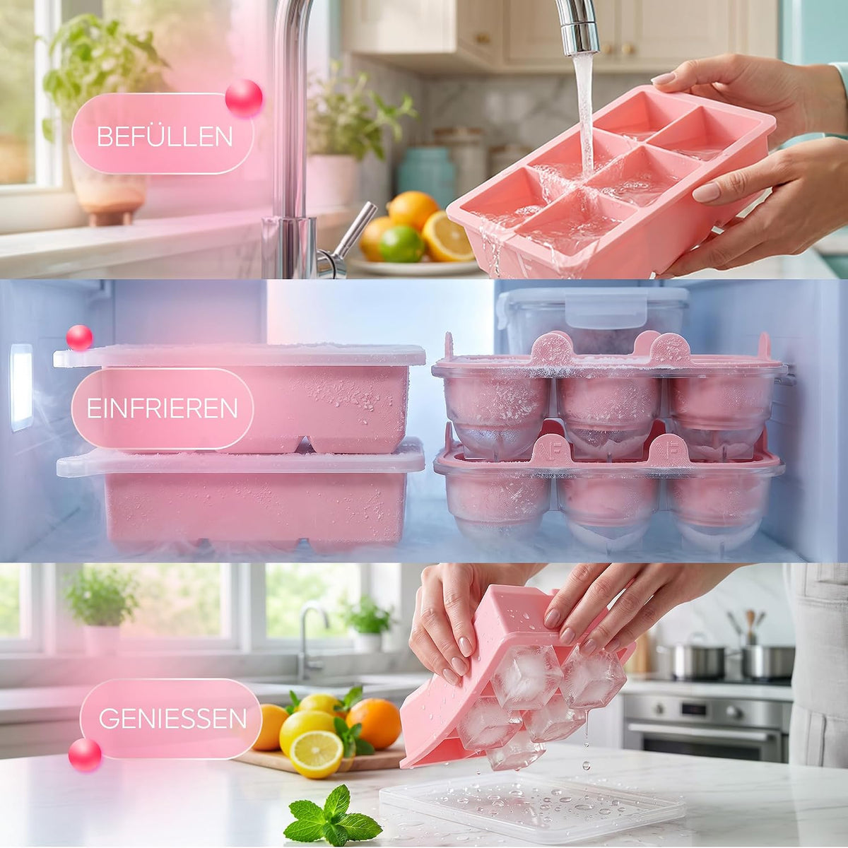 Ensemble de glaçons et boules de glace Neighbour's Friend XXL – 12 pièces – Rose – 5 cm