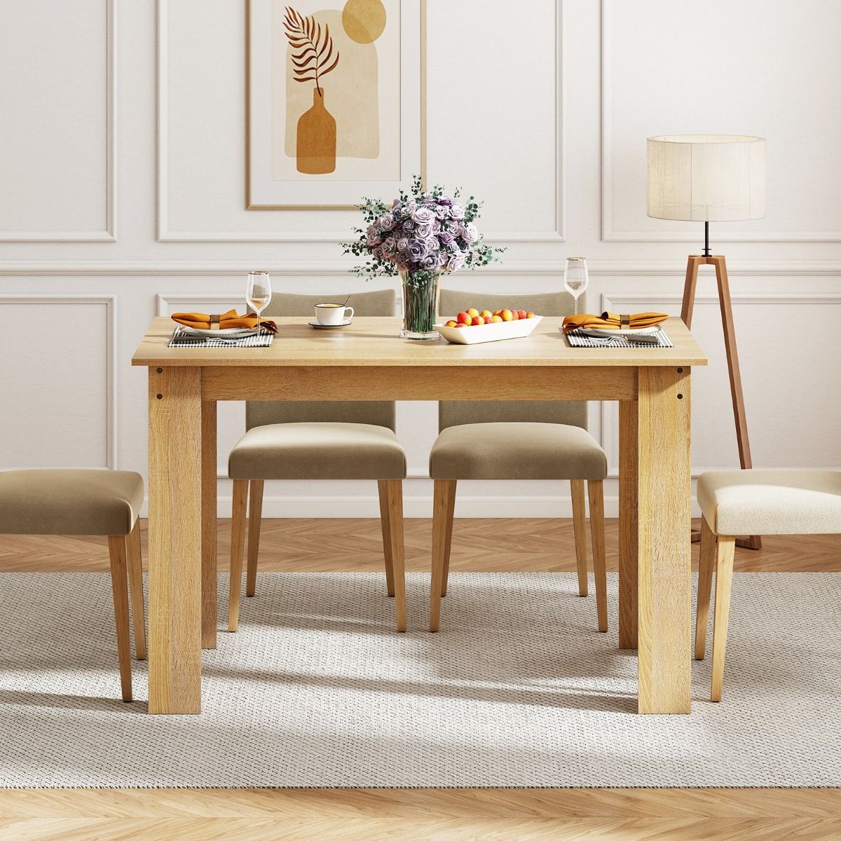 Table à manger Coast - rectangulaire - 4 à 6 personnes - bois - couleur naturelle - 120 x 70 x 75 cm
