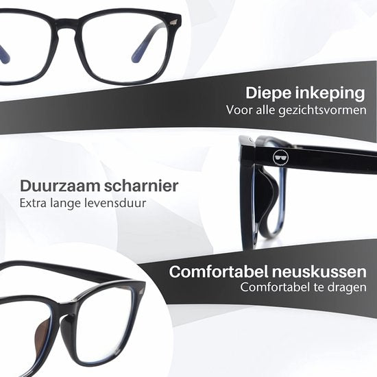 LC Eyewear Lunettes d'ordinateur - Lunettes à lumière bleue sans force - Lunettes à lumière bleue - Lunettes d'affichage - Design - Unisexe - Noir