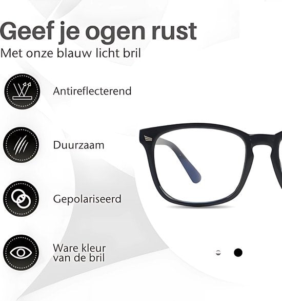LC Eyewear Lunettes d'ordinateur - Lunettes à lumière bleue sans force - Lunettes à lumière bleue - Lunettes d'affichage - Design - Unisexe - Noir
