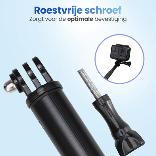 Garpex® Universal Selfie Stick XL - extensible jusqu'à 95 cm - convient à diverses caméras d'action - universel - étanche - noir