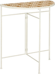 Mica Decorations Table murale d'extérieur Odile - L63 x L33 x H71 cm - Métal - Brun, blanc