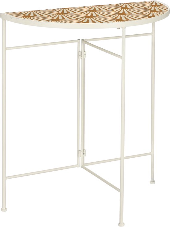 Mica Decorations Table murale d'extérieur Odile - L63 x L33 x H71 cm - Métal - Brun, blanc