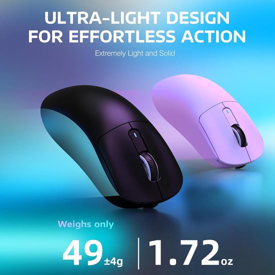 Souris gaming sans fil ATTACK SHARK - Filaire/2,4 GHz/BT 5.4 - Légère (49 g) - PAW3395 - 26 000 DPI - Noire