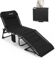 Chaise longue pliable Yaheetech - 5 positions - Ouverture au niveau du visage - Coussin de 9 cm - Noir