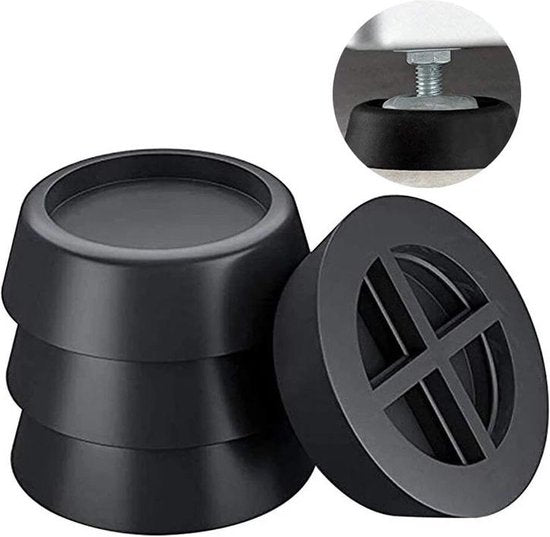 TIKKENS Amortisseurs de vibrations lave-linge/sèche-linge - Lot de 4 pièces - Tapis anti-vibrations - Pieds de sèche-linge - Amortisseur - Anti-vibrations - Caoutchouc antidérapant - Noir