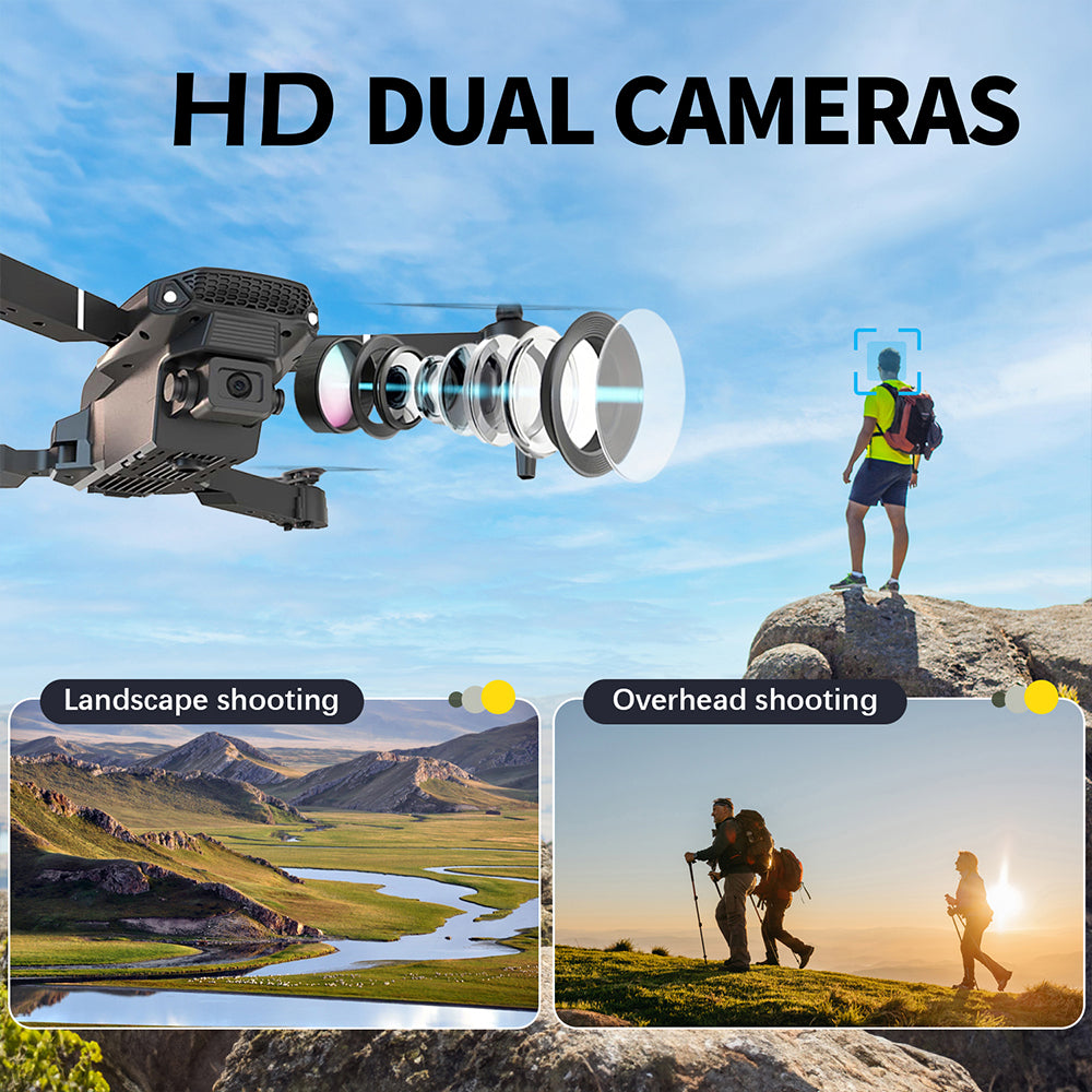 Drone jouet FACEGLE E88 - Quadricoptère pliable - Double caméra haute définition