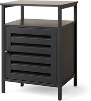 Goliving Table de chevet - 40 x 40 x 60 cm - Meuble de rangement avec porte et étagères - Bois - Industriel - Table d'appoint moderne - Noir
