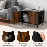 Coast Cat Cabinet Cat Toilet Cat House with double doors and entrance 80 x 50 x 57 cm black + Nature