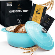 Casserole en fonte Chefarone 4,7 L - Sans PFAS - Casserole avec couvercle - Compatible avec toutes les sources de chaleur - Émaillée bleue