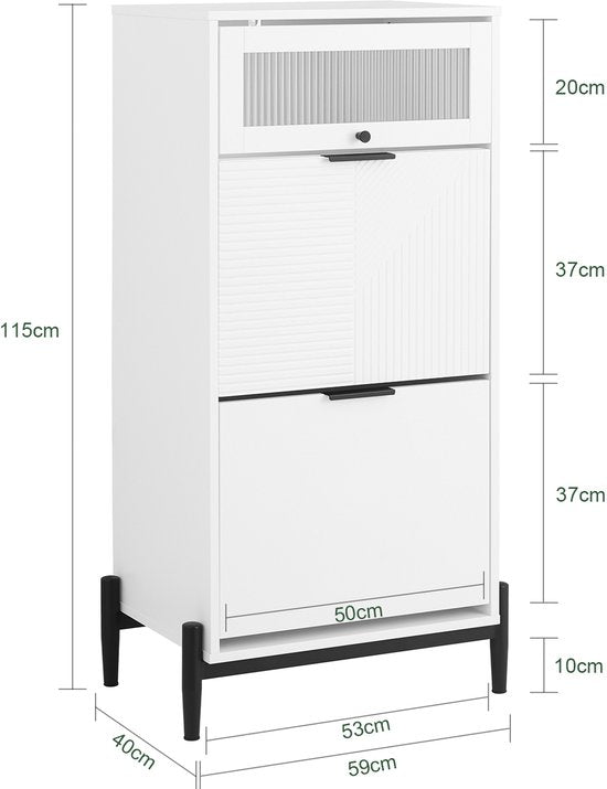 SoBuy FSB95-W Buffet - Meuble de cuisine blanc avec roulettes et étagères